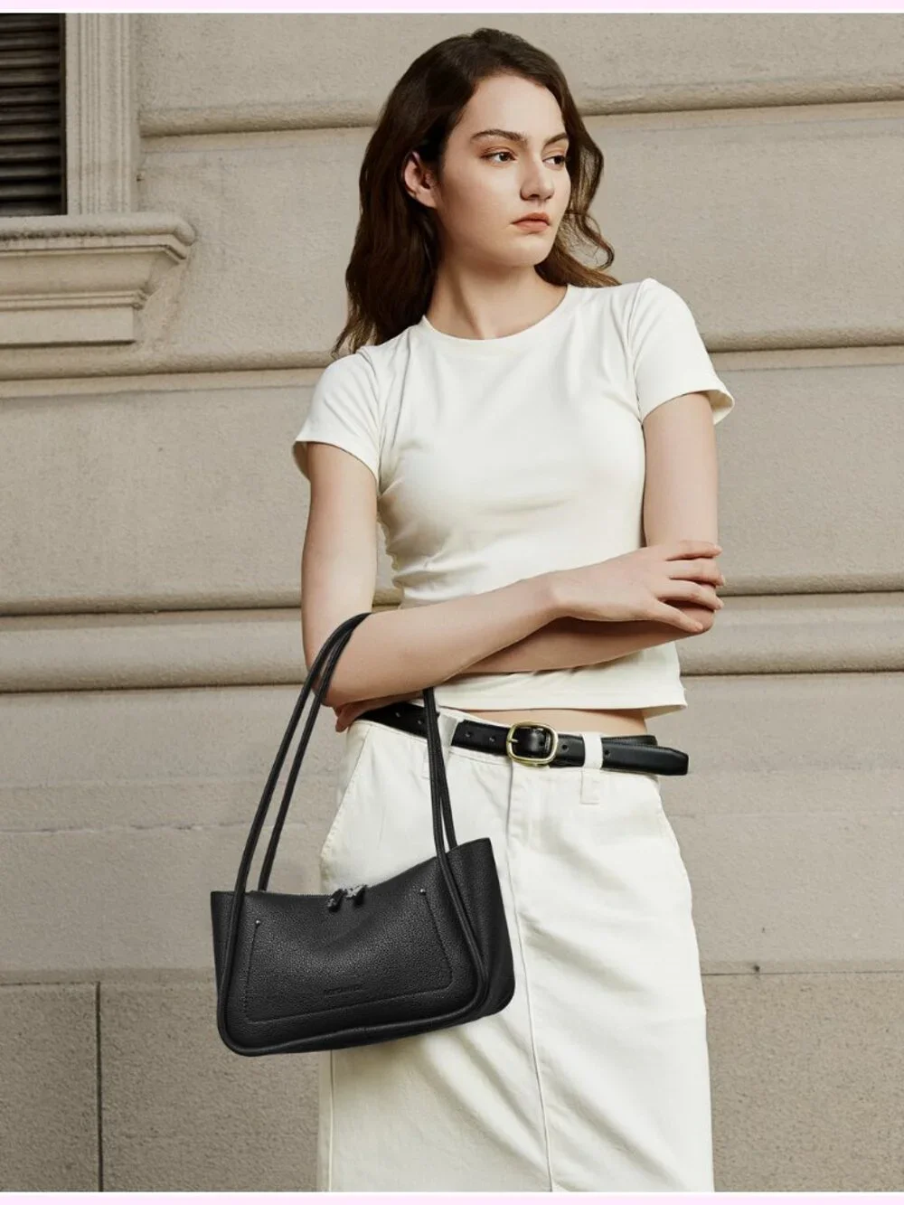 Small Vegan Leather Hobo Handbag Shoulder Purse Winter Bag